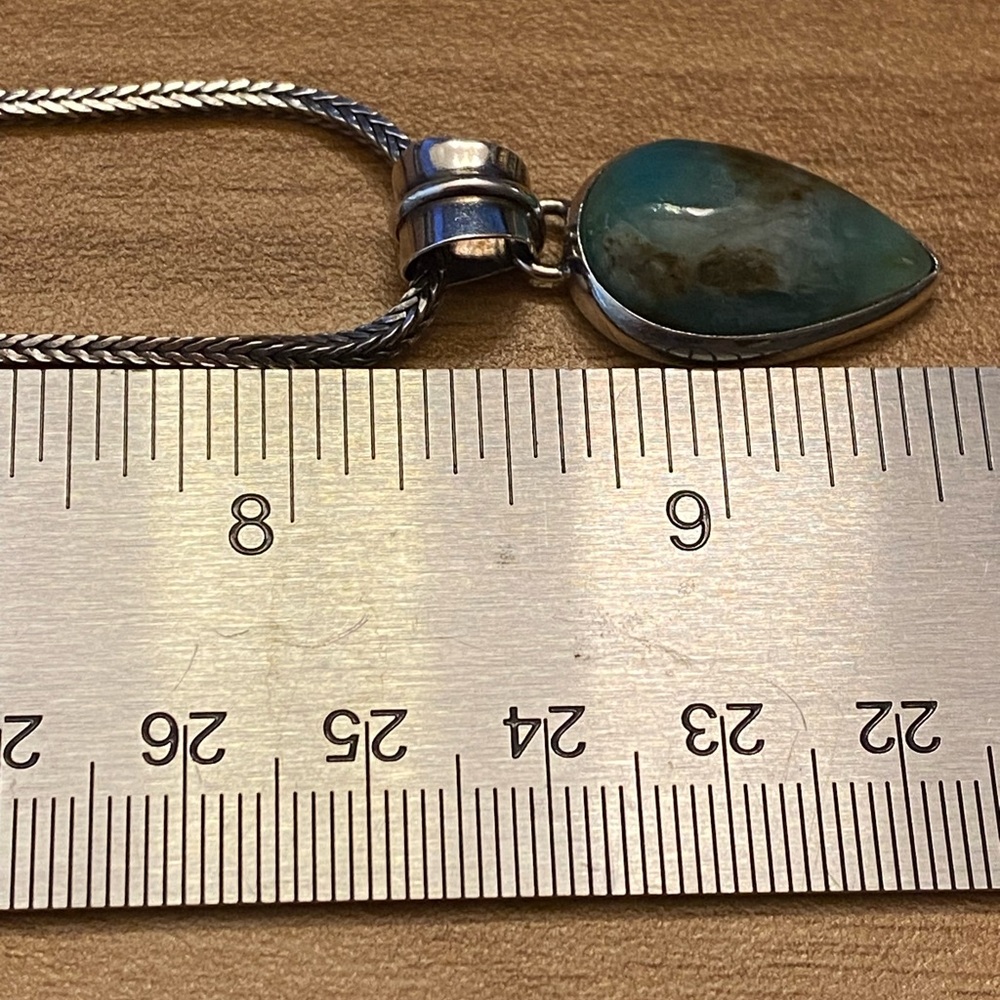 Magnificent Peruvian Opal sterling silver Pendant on a thick wheat chain - Picture 8 of 9